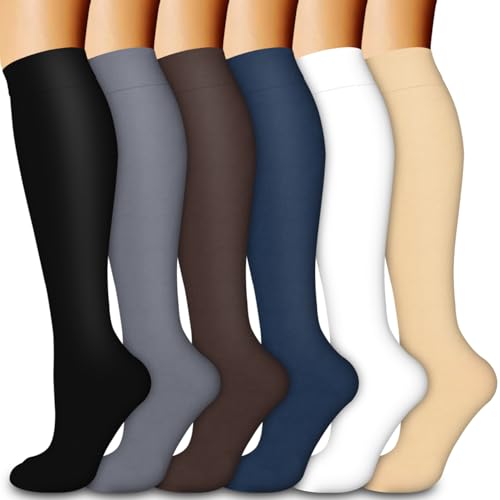 Image of Compression Socks for Women & Men Circulation (6 Pairs) 15-20 mmHg is Best Support for Athletic Running,Nurse