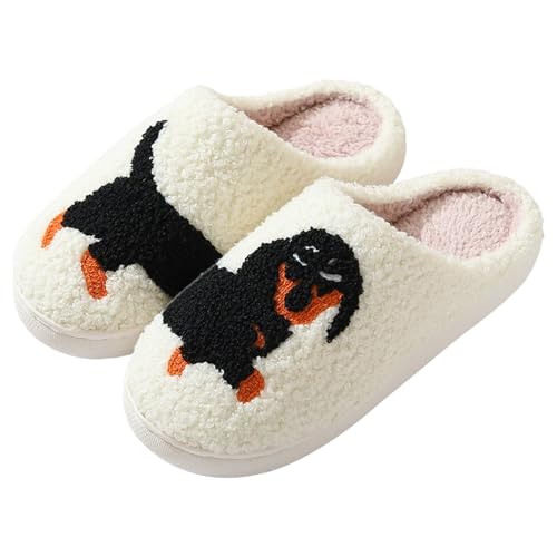 Dackel Hausschuhe Damen Winter Flauschige,Rutschfeste Sohle,Lustige Hausschuhes für Frauen,Kuscheliger Komfort Zuhause (Dackel, Erwachsene, Damen, 37, Numerisch (von/bis), EU Schuhgrößensystem, 38, M)
