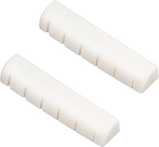 Miwayer 6 String Acoustic Guitar Bone Nut, Guitar Bridge Nuts, Cut from Whole Bones (43 x 9 x 6 mm Nut 2 Pack)