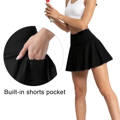 GWAWG High Waist Cross Over Athletic Golf Skort,Women's Pleated Tennis Skirt with Shorts Pockets,Crossover Tennis Athletic Shorts Skirt White - Image 3