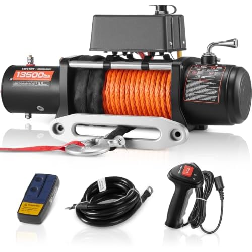 VEVOR Electric Winch 13500lb 12V DC Truck Winch 3/8in x 80ft Synthetic Rope