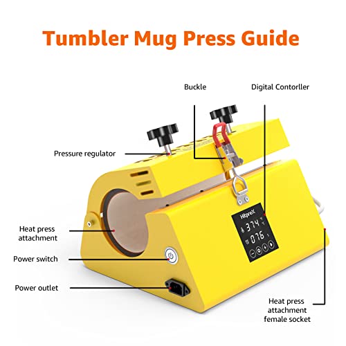 Hitprex Tumbler Heat Press Machine, Tumbler Press For 30Oz 20Oz 16Oz Straight Sublimation Blanks Skinny Tumbler Glass Cans 15Oz 11Oz Coffee/Ceramic Mugs, Mug Press Diy Mug Cup Heat Transfer, Yellow #TOP5