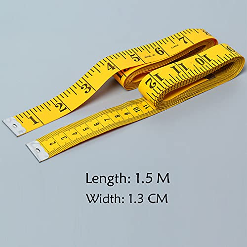 Body Measuring Tape, 1.5m Dual Sided Tape Measure for Body Measuring, Soft Measuring Tape Ruler for Cloth Fabric Tailor and Sewing, Yellow