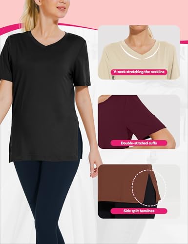 3 Pack V Neck T Shirt for Women Plus Size, Short Sleeve Casual Tops Summer 2025 Basic Tees2
