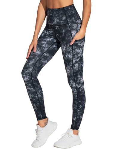 Image of THE GYM PEOPLE Thick High Waist Yoga Pants with Pockets, Tummy Control Workout Running Yoga Leggings for Women
