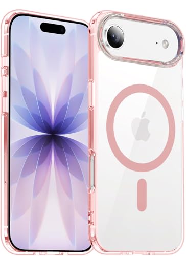 Image of VONZEE Translucent Clear Back Cover Compatible with (iPhone 17 Air Case)(2025), PC Shockproof Scratch Resistant, Non-Yellowing, Support Mag-Safe Wireless Magnetic Charging - Pink|6.6''