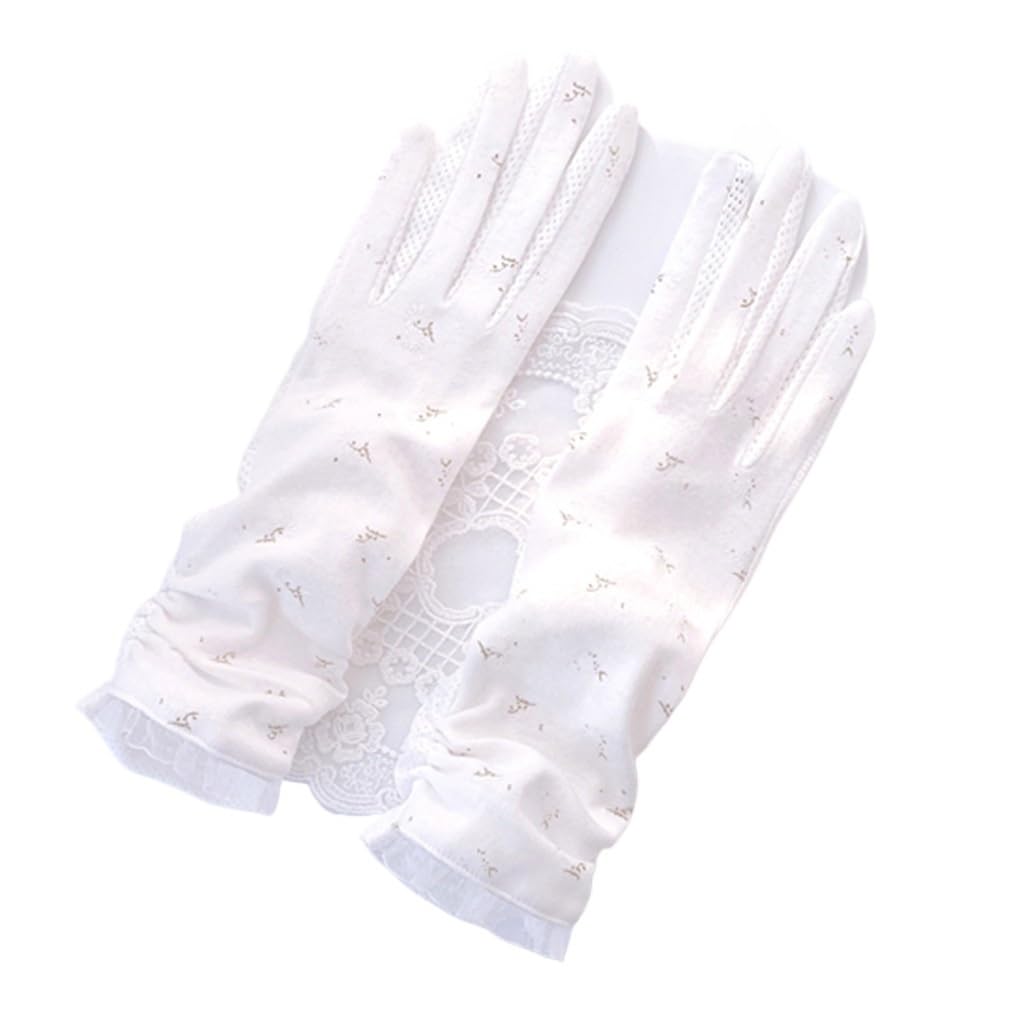 Women's Thin Long-sleeved Wrist Guard White Driving and Cycling Touch Screen Breathable Gloves