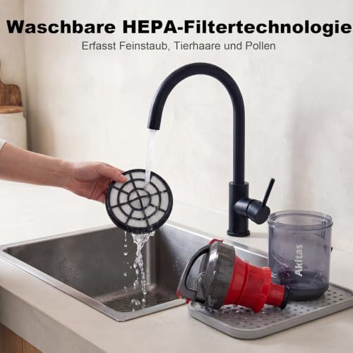 Akitas 850W Beutelloser Staubsauger ohne Beutel mit starker Saugkraft und deutschem Wessel-Werk 2-in-1-Bürstenkopf für Hartböden und Teppiche – Bild 5