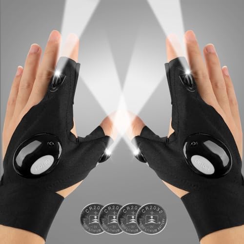 Mylivell Handsfree LED Flashlight Gloves, Fathers Day dad Gifts for Fishing dad, Camping Flashlight Gadgets for Men, Gloves with Lights for Working on Cars, Handy Mens Gifts, Mens Tools Gifts