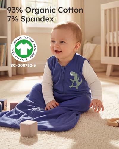 Image of Yoofoss Baby Sleep Sack 0-6 Month 0.5TOG 100% Organic Cotton 2-Way Zipper