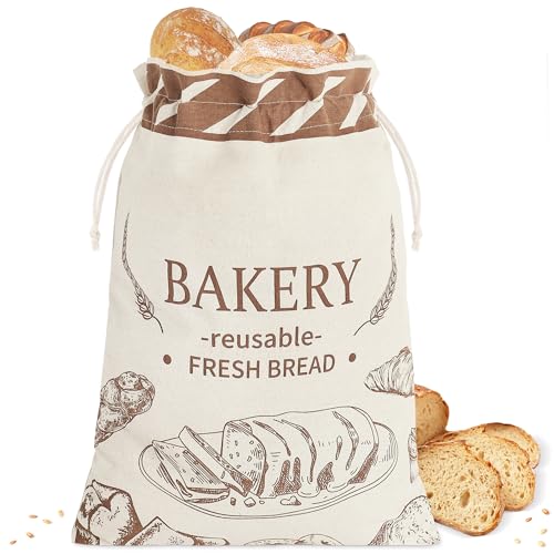 Nanaborn Bread Bags for Homemade Bread Sourdough Reusable Linen Fresh Baked Storage