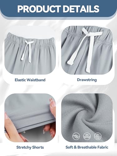 Image of Cooraby 2 Pack Boys Pajamas Shorts with Drawstring Pockets Teens Pull-on Pajamas Shorts Sport Casual Shorts for Youth