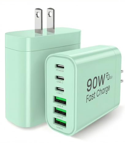 Image of 90W GaN USB C Charger Block [2 Pack],6-Port USB C Wall Charger Fast Charging 45W PD Power Adapter for MacBook Air /iPad Pro /iPhone 17Pro Max /Samsung Galaxy S24 Ultra /Tabs for Home Travel