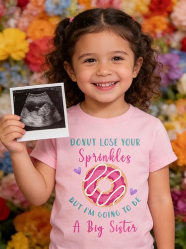 Image of Funnycokid Big Sister Shirts for Girls Pregnancy Announcement Toddler Promoted to T-Shirt 1-7 Years
