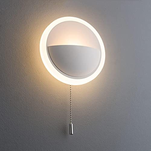 Applique murale LED blanche ronde avec interrupteur pour salon