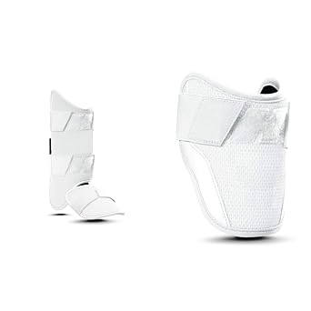 EVOSHIELD WTV12JPWHLHH Leg Guard, Baseball, Protective Gear, Leg Guard, For Left Hitters, White, For Left Hitters + Baseball Custom Fit Elbow Guard, White