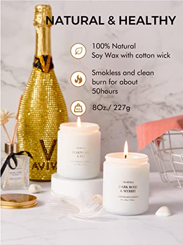Olorvela Candles For Men Candles For Home Scented Scented Candles Gifts For Women And Men 8Oz, 50Hr Burn Time, Dark Rose & Myrrh Candle All Natural Soy Candles #TOP2