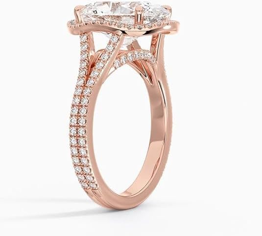 1-5 Carat Oval Cut Colorless VVS1 Moissanite Ring | Split Shank Engagement Ring for Women | Crafted in 10K/14K/18K Solid Gold or 925 Sterling Silver | Romantic Valentine Gift