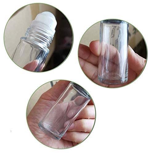 2Pcs 30 Ml 1Oz Deodorant Glass Roller Bottles Refillable Empty Massage Roll On Bottles Containers With Plastic Roller Ball Black Cap For Essential Oils Diy Deodorant, Clear #TOP28