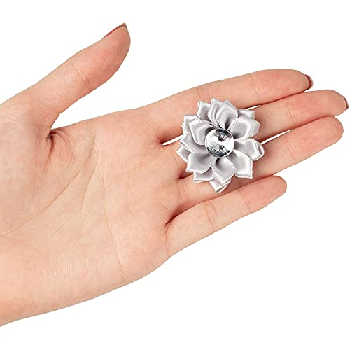 Juvale Fabric Flowers For Crafts, Grey Satin Embellishments With Rhinestones (1.5 In, 60 Pack) #TOP4