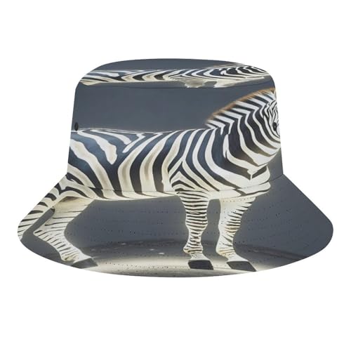Glowing Zebra Sun Hats Wide Brim Bucket Hat UV Protection Hat for Fishing Hiking Beach Garden Black