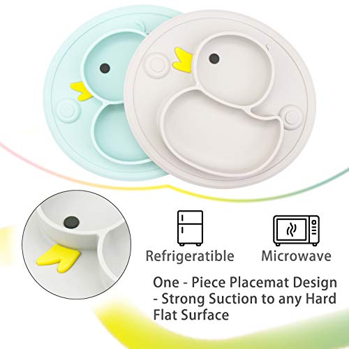 Baby Plate Silicone Toddler Plates Suction Placemat Divided Dishes For Kids And Infants One-Piece Strong Suction, Bpa Free, Microwave Dishwasher Safe (Pink&Green) #TOP2