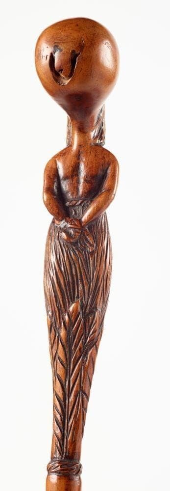 Wooden Hand Carved Mermaid Handle Walking Stick for Men Women Walking Cane