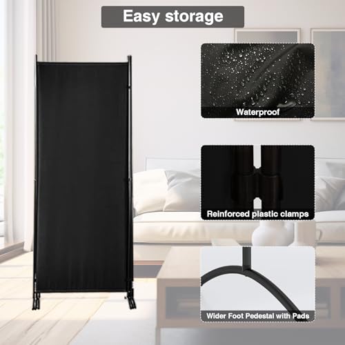 4 Panel Room Divider, Folding Privacy Screen Wall Divider for Room Separation, Freestanding Room Partitions for Home Office Dorm Decor 84”W×67”H, Black - Thumbnail 6