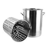 Thaweesuk Shop 36QT Stockpot Stainless Steel Pot Strainer Basket Heavy Duty Outdoor Stock pot Height...