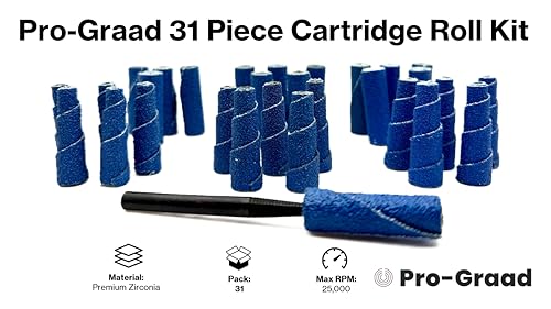 Pro-Graad 31 Piece Zirconia Abrasive Sanding Cartridge Spiral Roll Sander Kit, Mini Cone & Cylinder Kit for Metal, Wood, Stainless, Welds, Engine Porting – Die Grinder & Rotary Tool Accessories by Pro-Graad - Image 3