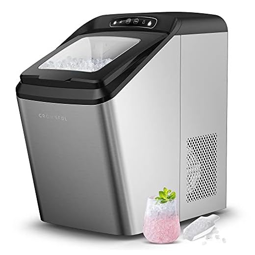 CROWNFUL Nugget Ice Maker Countertop, Makes 26lbs Crunchy ice in 24H, 3lbs Basket at a time, Self-Cleaning Pebble Ice Machine, with Scoop and Basket, Portable Ice Maker for Home/Kitchen/Office/Bar