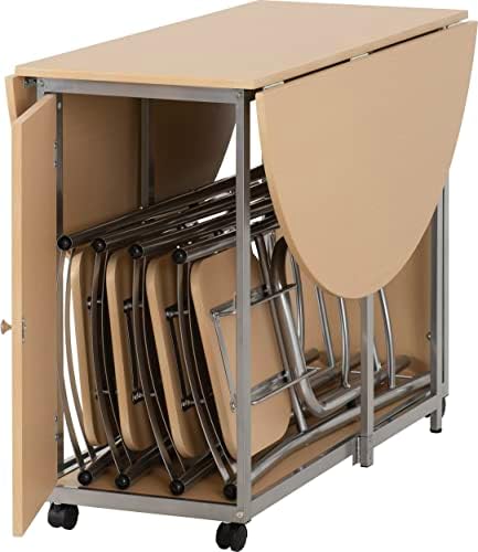 Seconique Budget Butterfly Dining Set, Beech Effect/Silver, 939.95 x 1069.95 x 239.95 cm