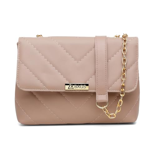 Bolsa Feminina Crossbody Matelassê Alça Corrente Transversal Nude