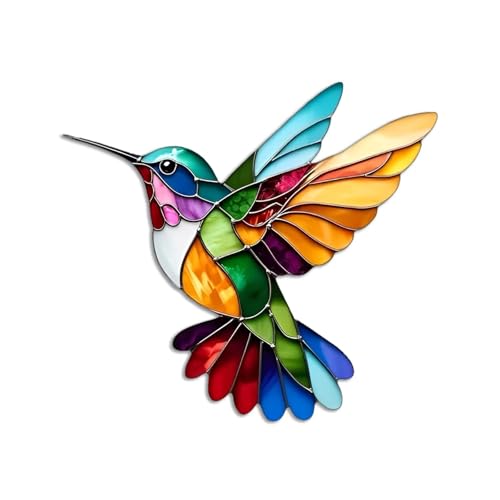 Imán de colibrí estilo vidriera acrílico miniatura 2