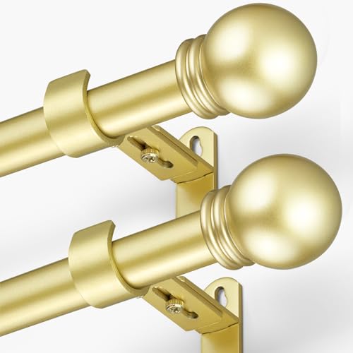 AMZSEVEN Curtain Rods for Windows 16-120", 1 In Gold Curtain Rod, 2 Pack by AMZSEVEN - Used condition - US$37.99