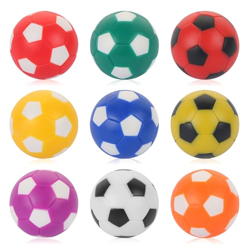 TOSAMZOO 9 Pack Foosball Table Replacement Foosballs, 1.42 Inch/36mm Table Soccer Balls for Foosball Accessory Replacements Multicolor Football Themed Gifts (9 Colors)