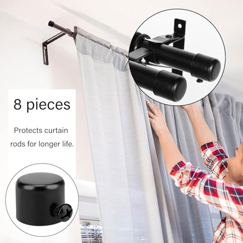 8 Stück Metall-Gardinenstangenabdeckungen, Endkappen Gardinenstangen-Endstopfen, Zylindrische Gardinenstangen-Endstücke Köpfe, Mit Schrauben, für Zuhause, Büro, Vorhang, Römerstange, Dekor-Zubehör