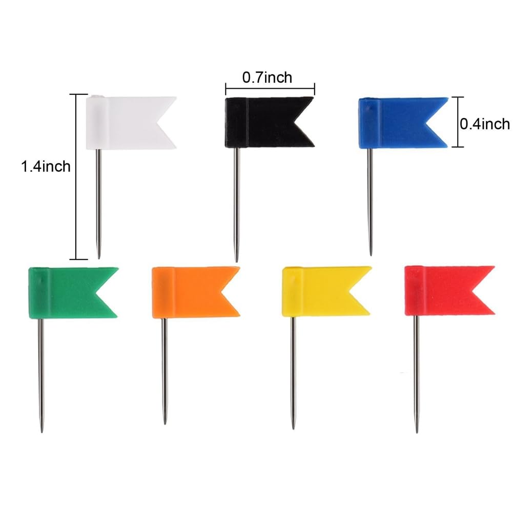 Spilli colorati per bandiere, bandierine, puntine da disegno, mappa del mondo, puntine da disegno, spille per bollettini, foto, calendario, bacheca, 2000 pezzi