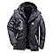 Mens Waterproof Jackets with Detachable Hood Fleece Windproof Rain Jacket Color Blocked Hooded Raincoat Thick Warm Winter Outdoor Sportswear Camping Hiking Ski Jackets Plus Size