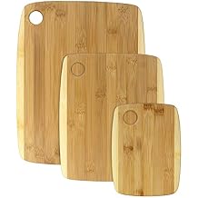 Totally Bamboo 3-Piece Two-Tone Bamboo Cutting Board Set Reversible Kitchen Boards for Chopping & Serving Cheese, Meat, Vegetables & More