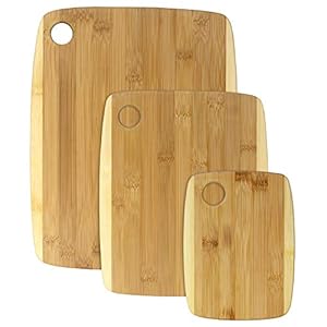 Totally Bamboo 3-Piece Two-Tone Bamboo Serving and Cutting Board Set