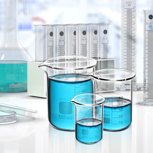 Beekeg 5 Stück Messbecher Klein 5ml+10ml+25ml+50ml+100ml Sets für Labor-Messbecher