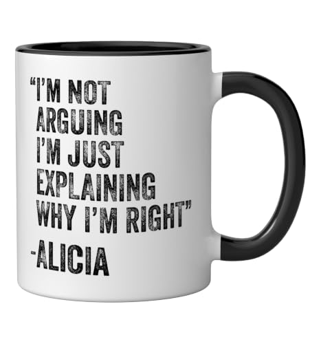 Alicia Quote Funny Birthday Custom Name Idea Engineer Ceramic Mug, Black/White, 11oz by Personalized Name Fathers Day outfit For women - Used condition - Image 2