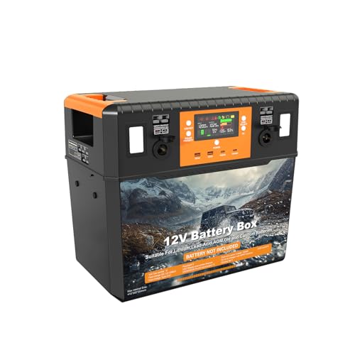 Battery Box for 300Ah LiFePO4 Build-in 25A DCDC Charger and 1000W Pure Sine Wave Inverter, Heavy...