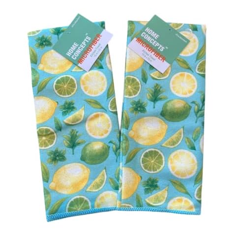 Lunch Money Set of 2 Summer Themed Kitchen Towels : Lemons and Limes Kitchen Towels Cover