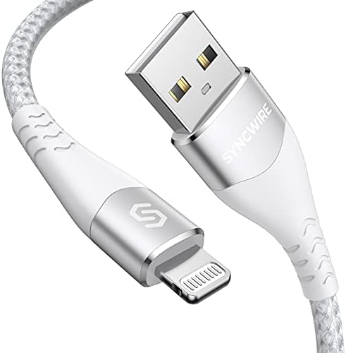 Syncwire iPhone Charging Cable Lightning 2M - C89 Apple MFi Certified, Nylon Braided Fast Charging Cable for iPhone 14 Pro Max 13 12 11 Pro Max XS Max X XR 8 7 6s 6 SE, Alloy Silver