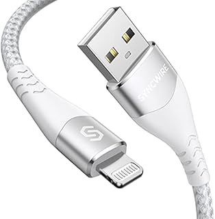 Syncwire iPhone Charging Cable Lightning 2M - C89 Apple MFi Certified, Nylon Braided Fast Charging Cable for iPhone 14 Pro Max 13 12 11 Pro Max XS Max X XR 8 7 6s 6 SE, Alloy Silver