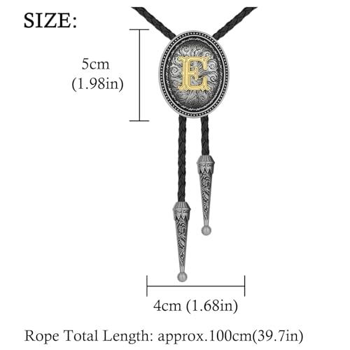 Image of HUABOLA CALYN Bolo tie for Men, Western Cowboy Golden Alphabet Initial Letter ABCDJMR to Y Costume Bolo ties Neckties