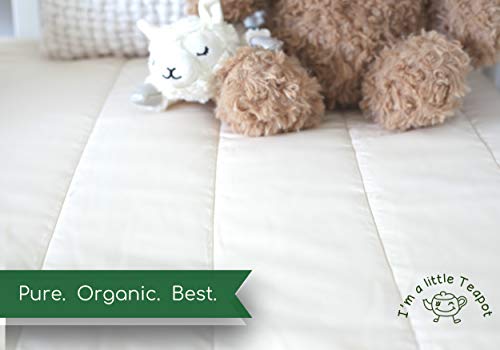 I'm A Little Teapot Organic Cotton Crib Mattress Pad - Standard Size Organic Crib Mattress Protector - Waterproof Baby Crib Mattress Cover - Soft, Durable And Hypoallergenic - Fits 28 X 52 X 9 Inches #TOP3