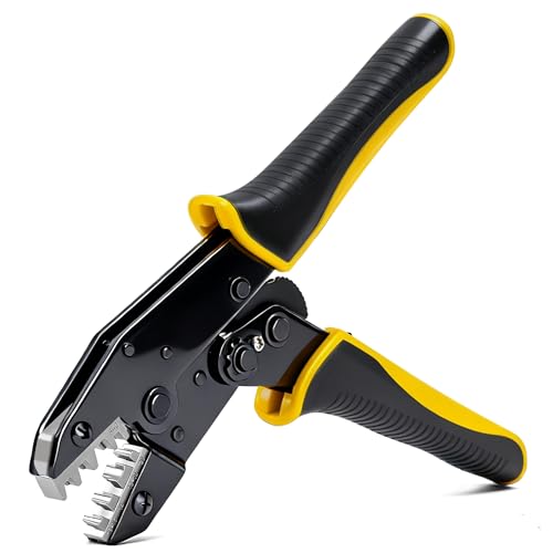 STEELITE Crimping Tool with Quick Release for Non-Insulated Open Barrel Terminals AWG 20-10 Ratchet Wire Terminal Crimper for Electronic